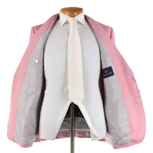 Cardinal of Canada NWT Wool / Silk Sport Coat Size 40R US In Pink Herringbone
